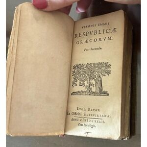 1632 Ancient Book: Graecorum Respublicae (Greek Government & Law) 4'' x 2'' Ubbo